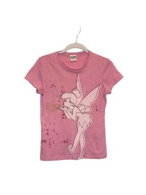 DIsney Junior's Tinkerbell Short Sleeve Tee in Pink - Size Junior's M